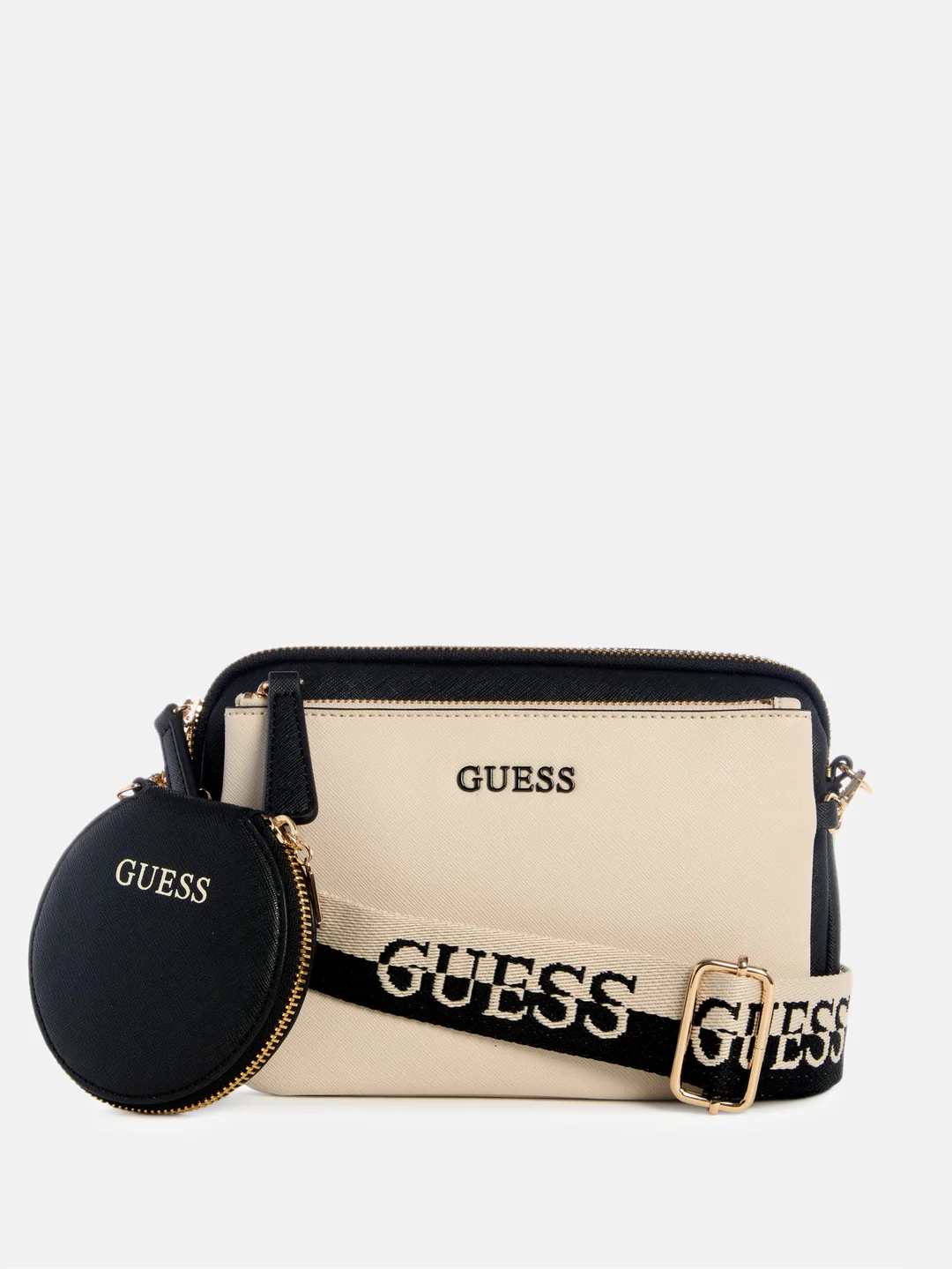 GUESS CARTERA AENGUS DUAL-ZIP CROSSBODY STONE MULTI