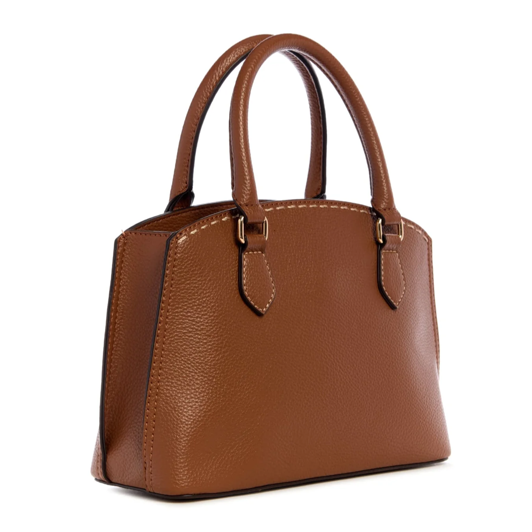 GUESS CARTERA LYNNE CHARM SMALL SATCHEL - COGNAC
