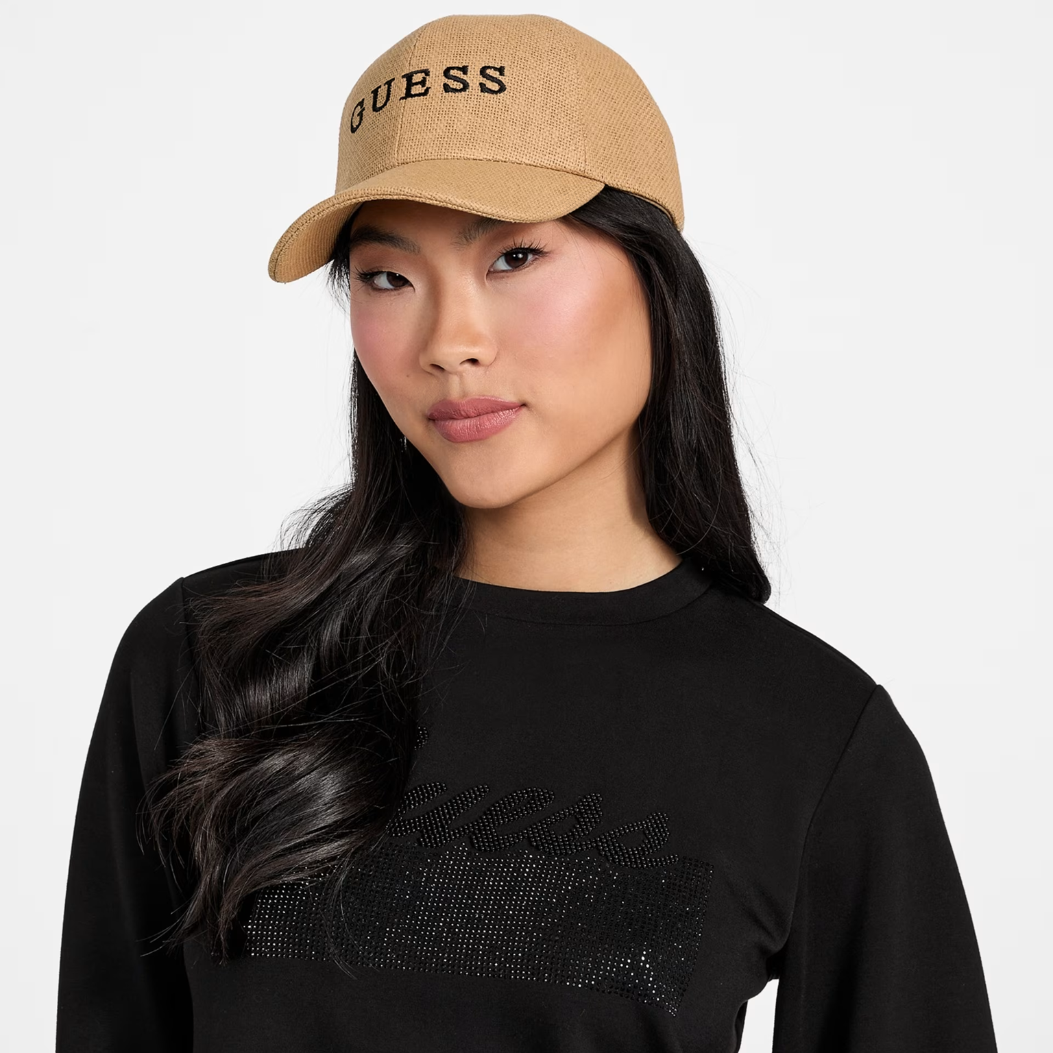 GUESS KEPI RAFFIA LOGO HAT - NATURAL