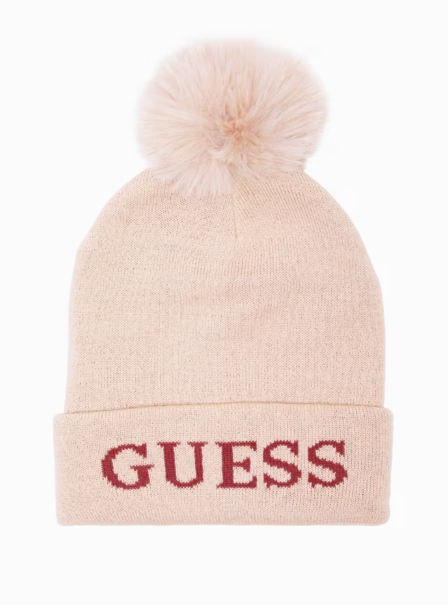 GUESS GORRO POM POM LOGO - BLUSH
