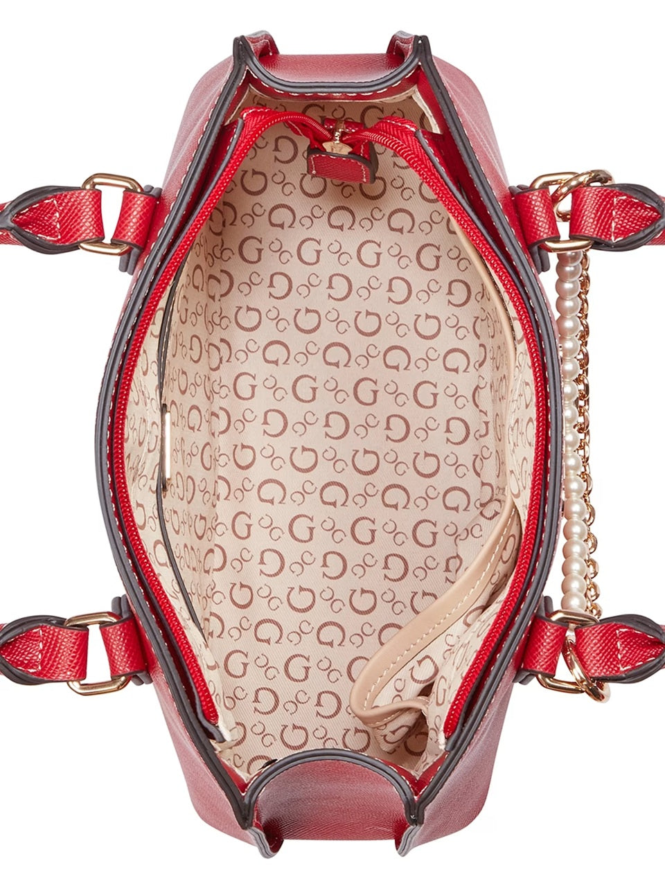 GUESS CARTERA SATCHEL JEANINE HOLIDAY RED