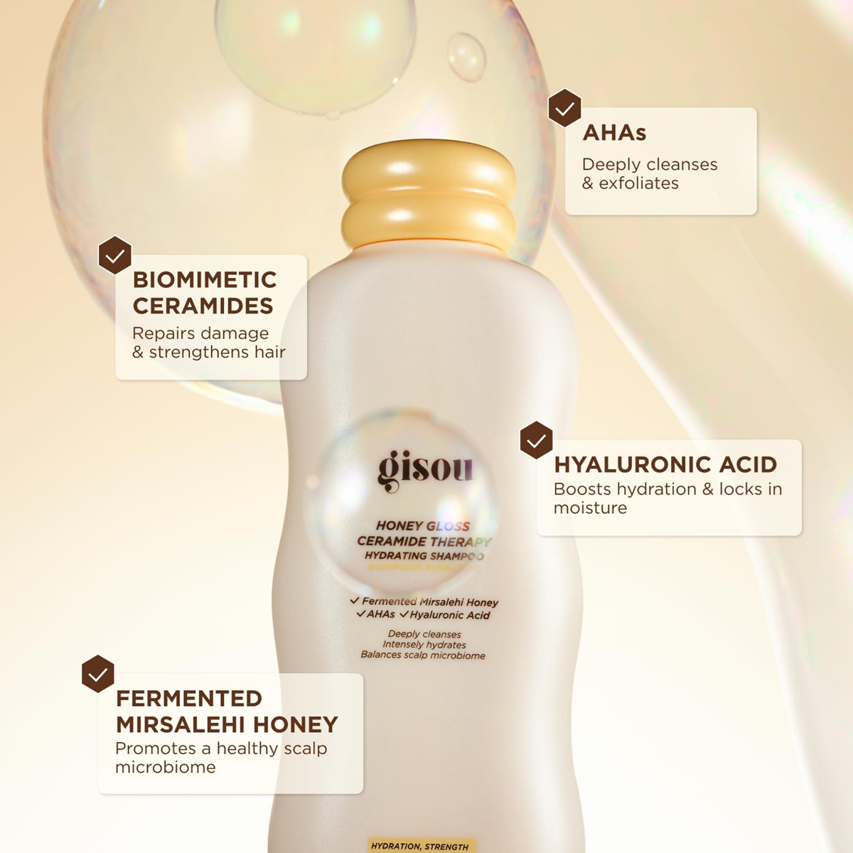 GISOU HONEY GLOSS CERAMIDE THERAPY HYDRATING SHAMPOO 250ML