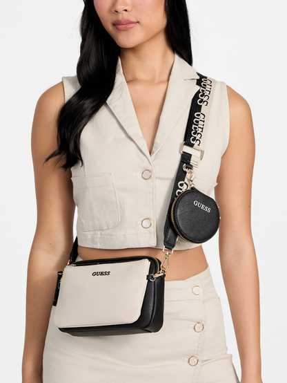 GUESS CARTERA AENGUS DUAL-ZIP CROSSBODY STONE MULTI