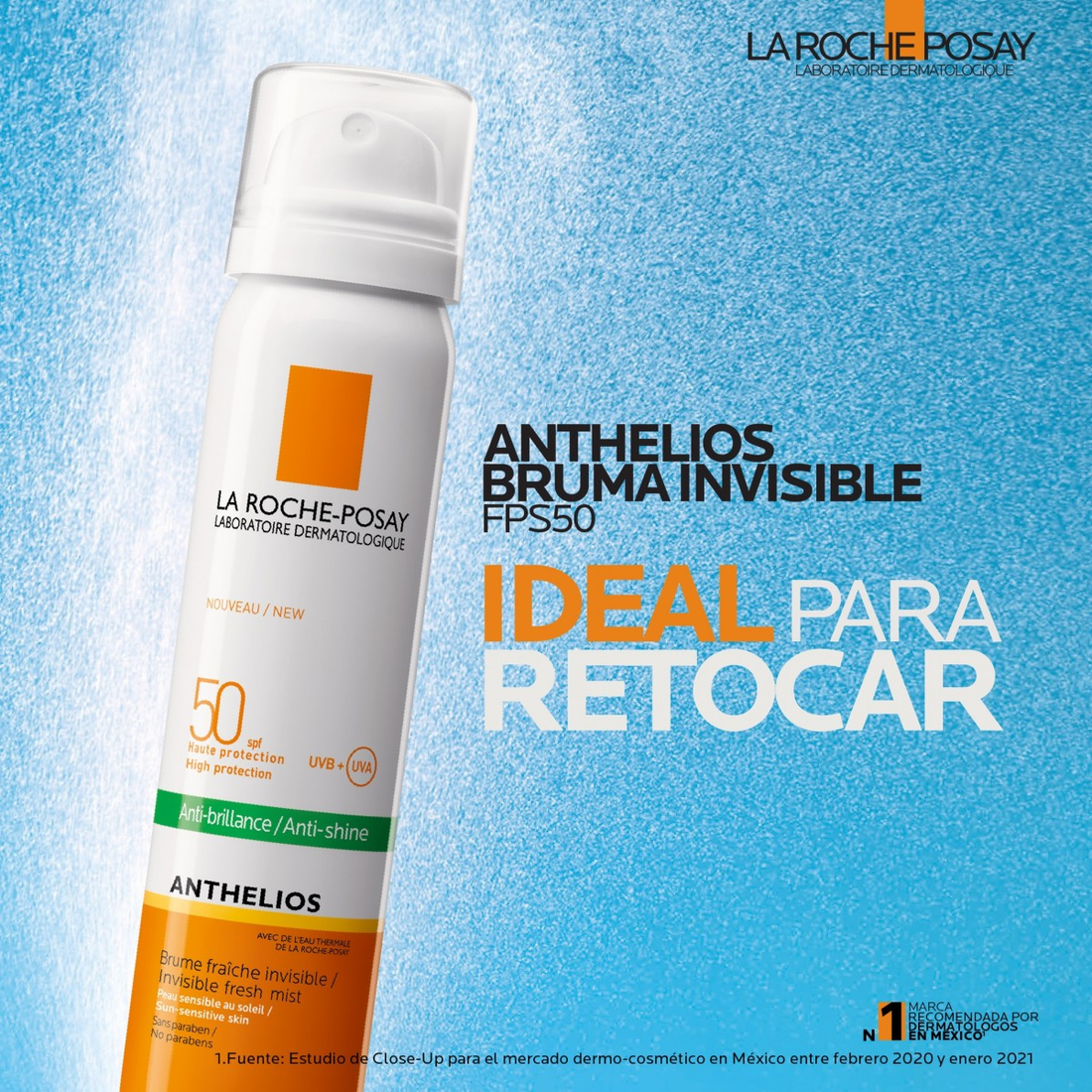 LA ROCHE POSAY ANTHELIOS BRUMA INVISIBLE SPF 50 UVB+UVA 75ML