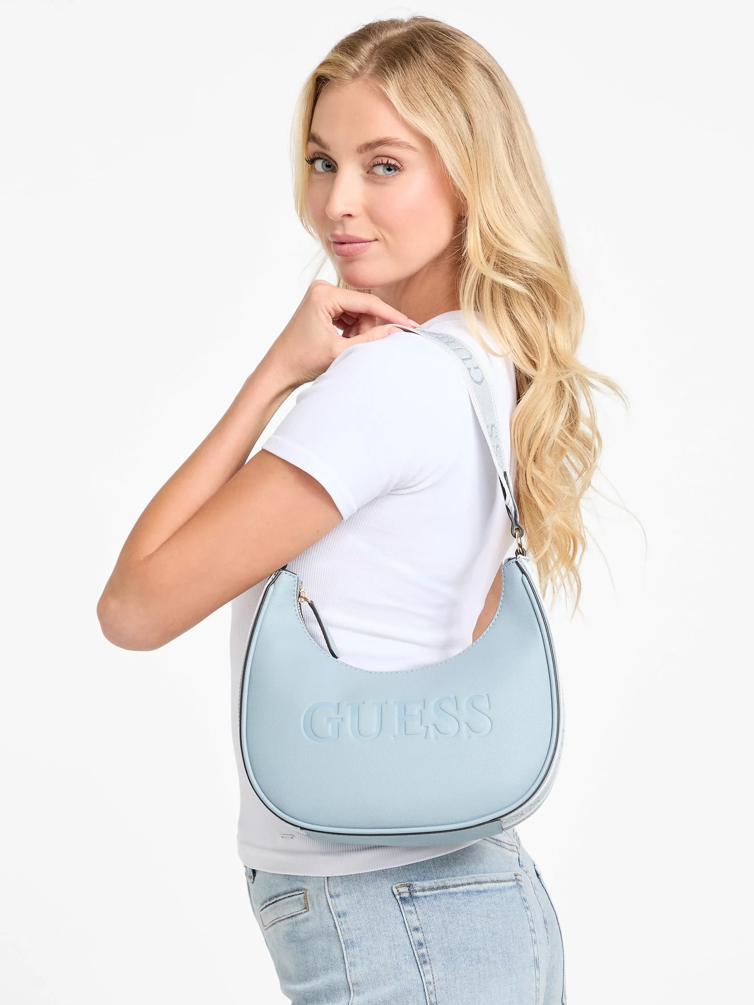 GUESS SHOULDER BAG ROSSE PALE DENIM