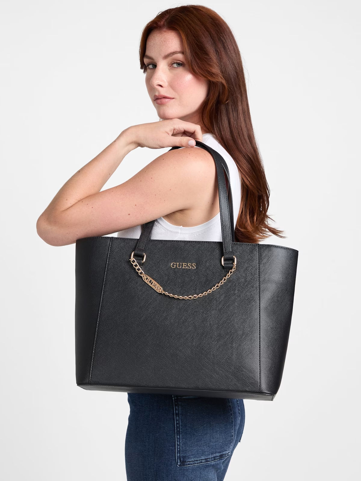 GUESS MAXI TOTE BAG DELTONA BLACK