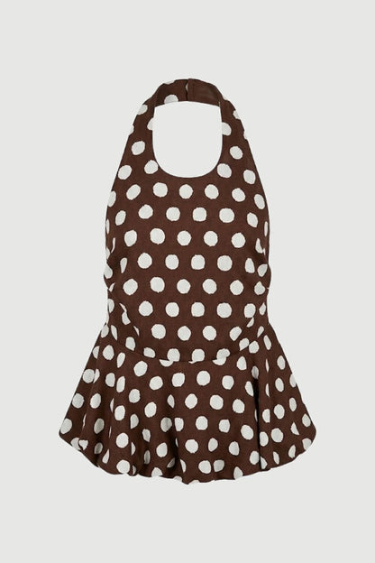 BLUSA A MOTAS MARRON GLOBO