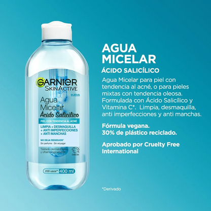 GARNIER AGUA MICELAR CON ACIDO SALICILICO 400ML