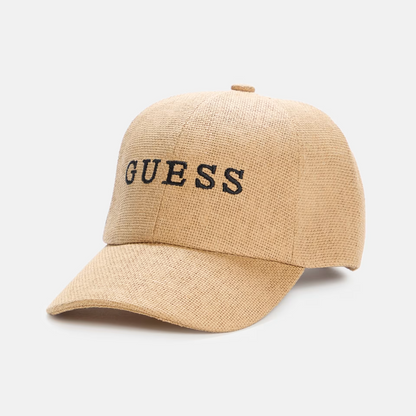 GUESS KEPI RAFFIA LOGO HAT - NATURAL