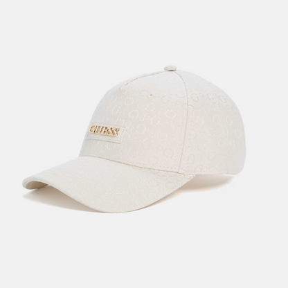GUESS KEPI JACQUARD LOGO HAT WHITE