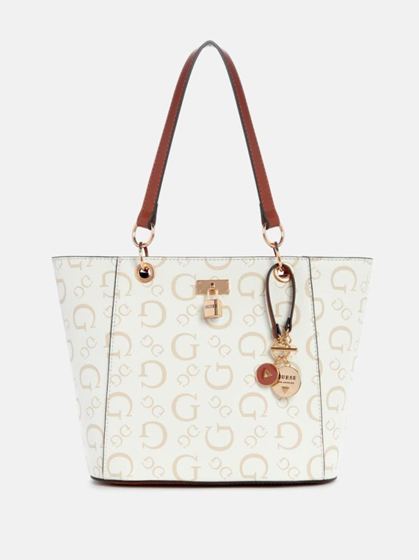 GUESS CARTERA KITTREDGE TOTE BAG WHITE MULTI