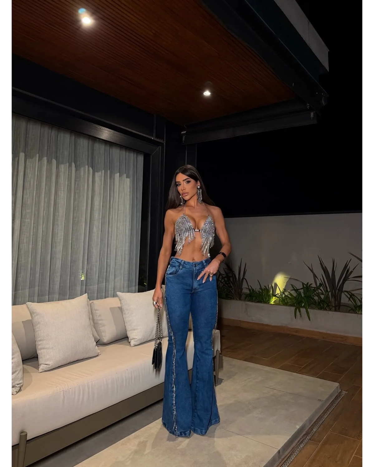 PANTALON JEANS FLARE GLITTER