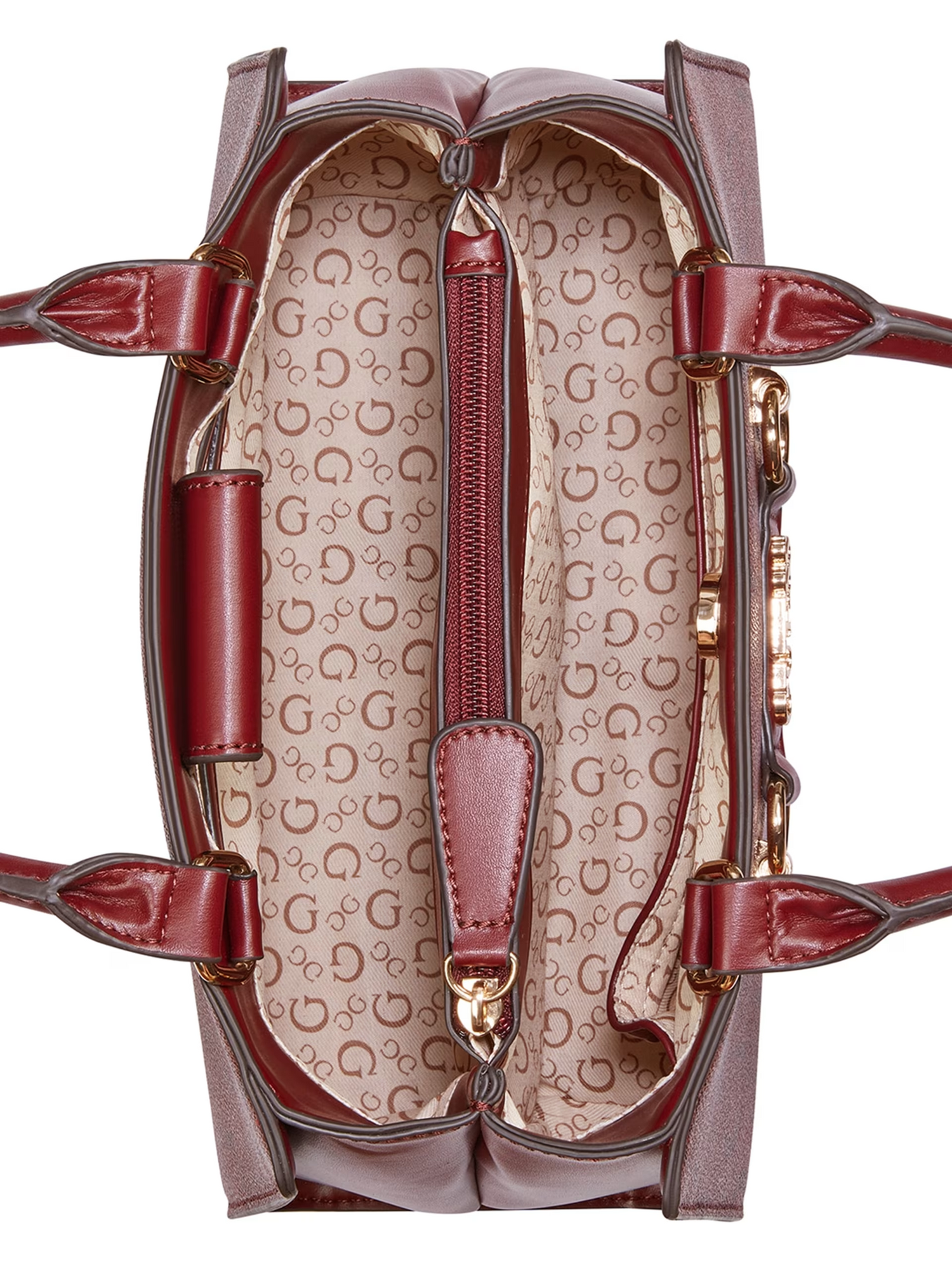 GUESS CARTERA LACY SATCHEL OXBLOOD