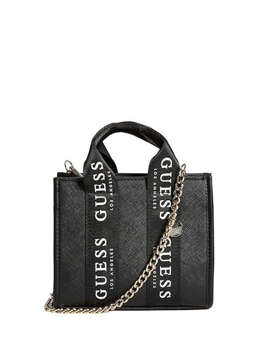GUESS CARTERA MINI TOTE LOGO CROSSBODY BLACK