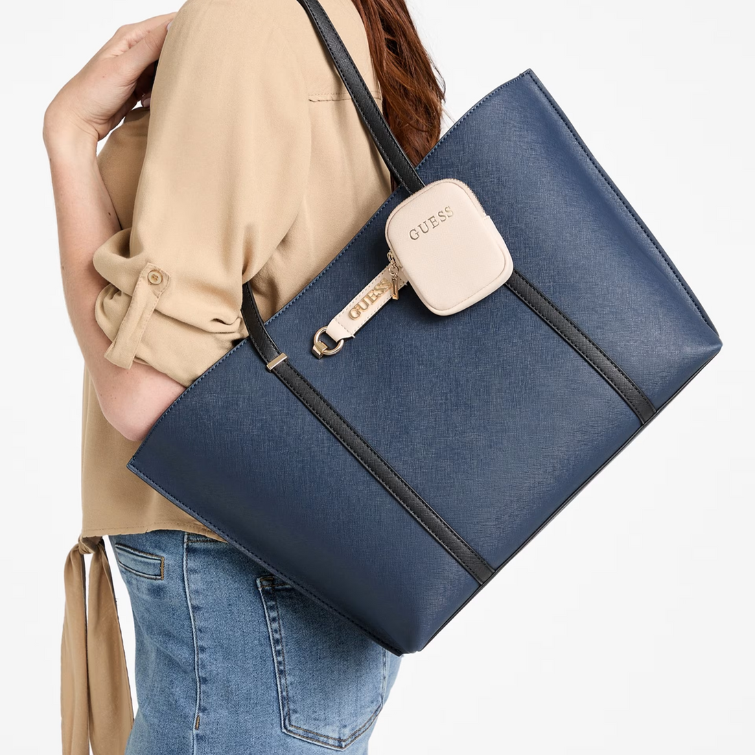 GUESS CARTERA TOTE BAG RUE NAVY MULTI