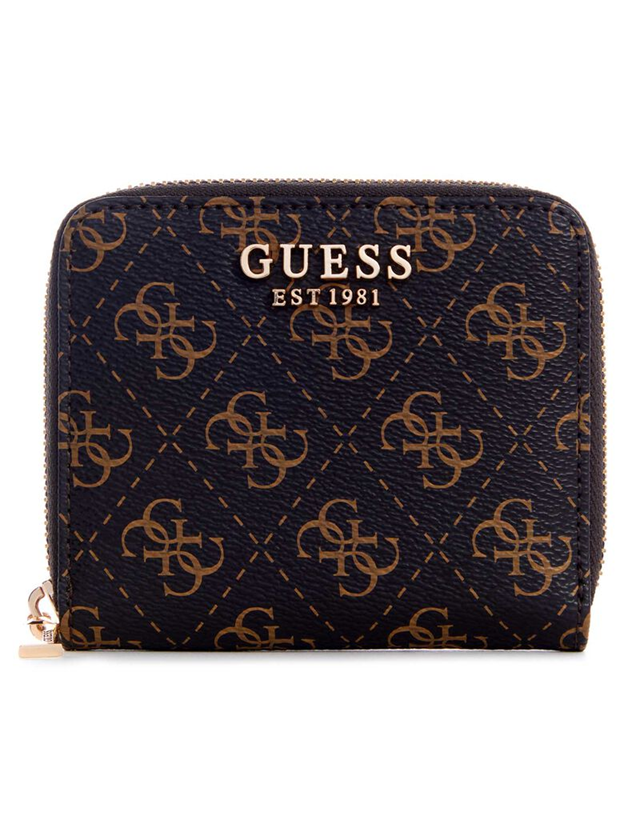 GUESS BILLETERA LAUREL SLG SMALL BROWN LOGO