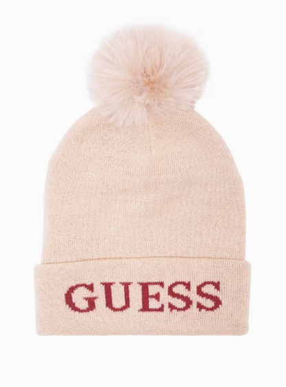 GUESS GORRO POM POM LOGO - BLUSH
