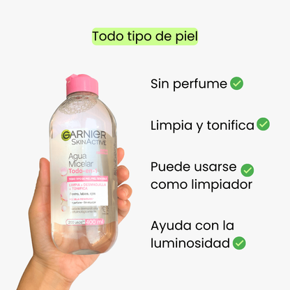 GARNIER AGUA MICELAR CON AGUA DE ROSAS 400ML