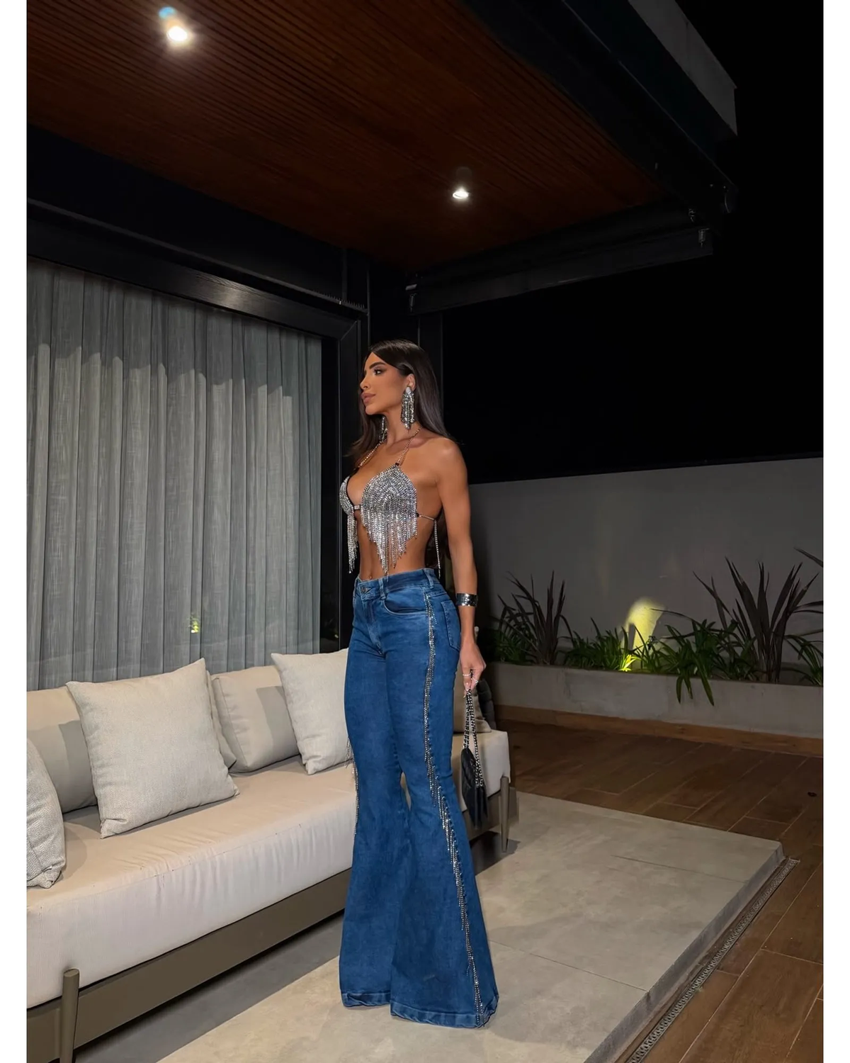 PANTALON JEANS FLARE GLITTER