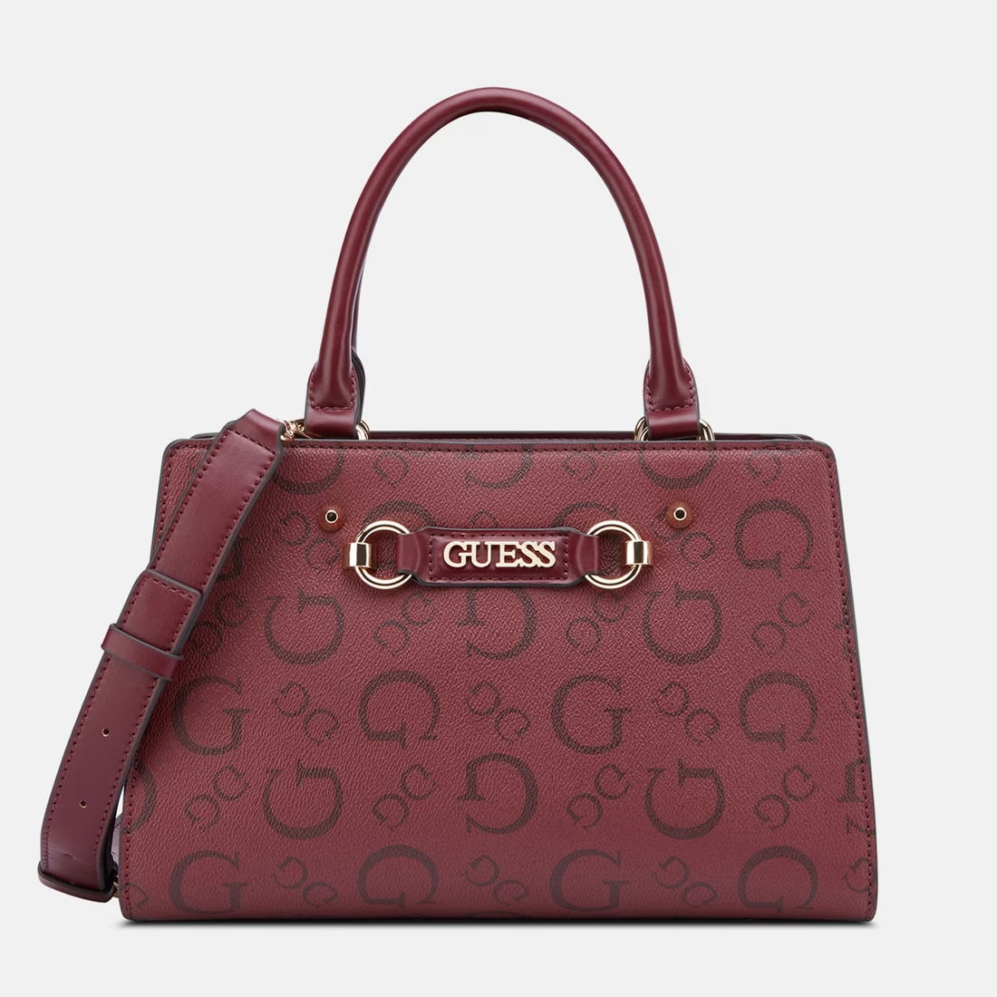 GUESS CARTERA LACY SATCHEL OXBLOOD