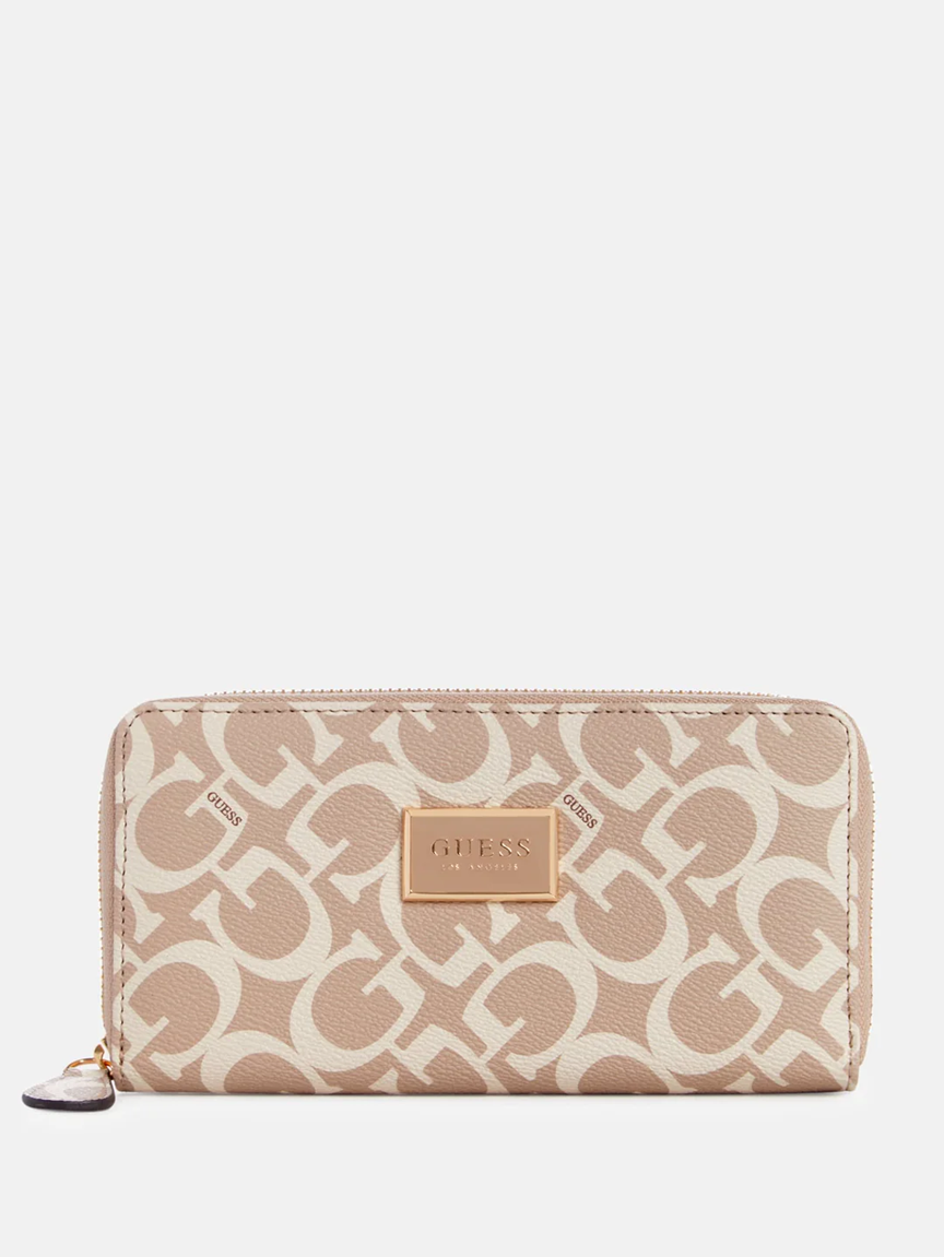 GUESS BILLETERA LOGO ZIP CARAMEL