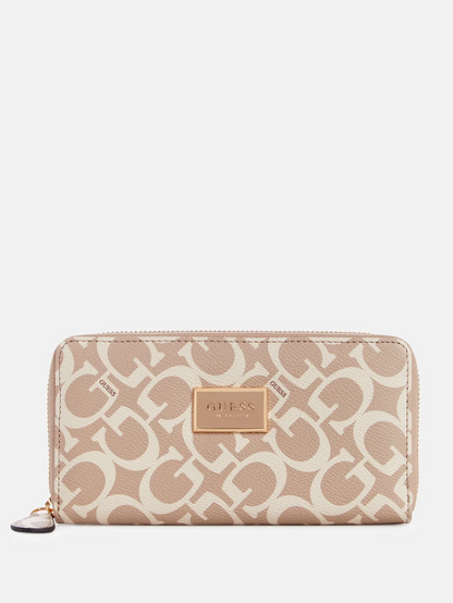 GUESS BILLETERA LOGO ZIP CARAMEL