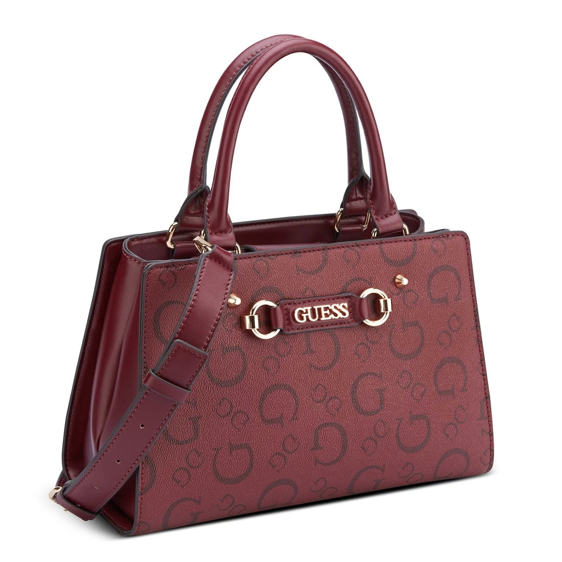GUESS CARTERA LACY SATCHEL OXBLOOD