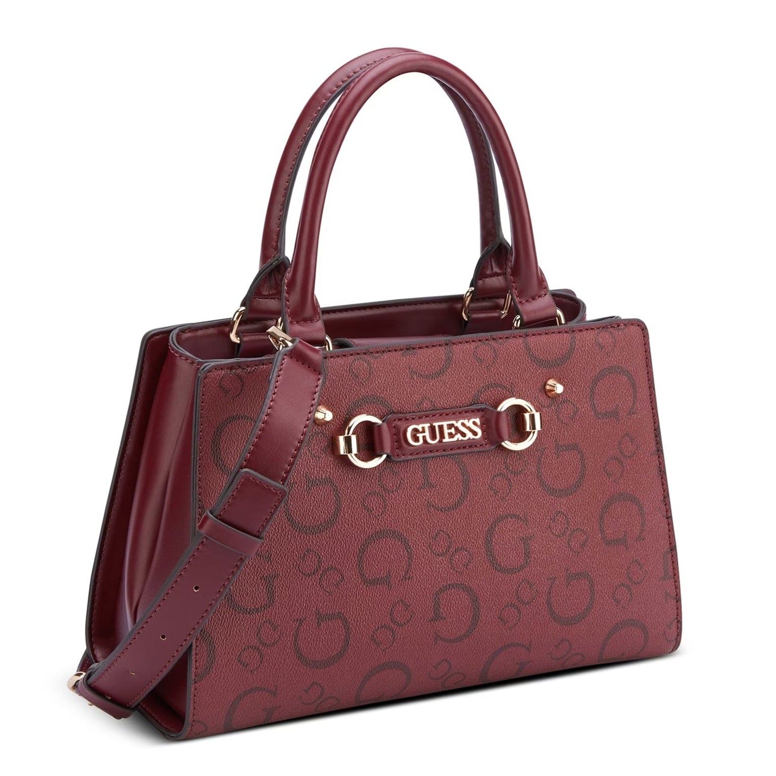 GUESS CARTERA LACY SATCHEL OXBLOOD