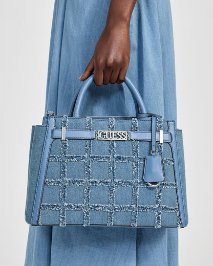 GUESS CARTERA HAUSER SATCHEL DENIM