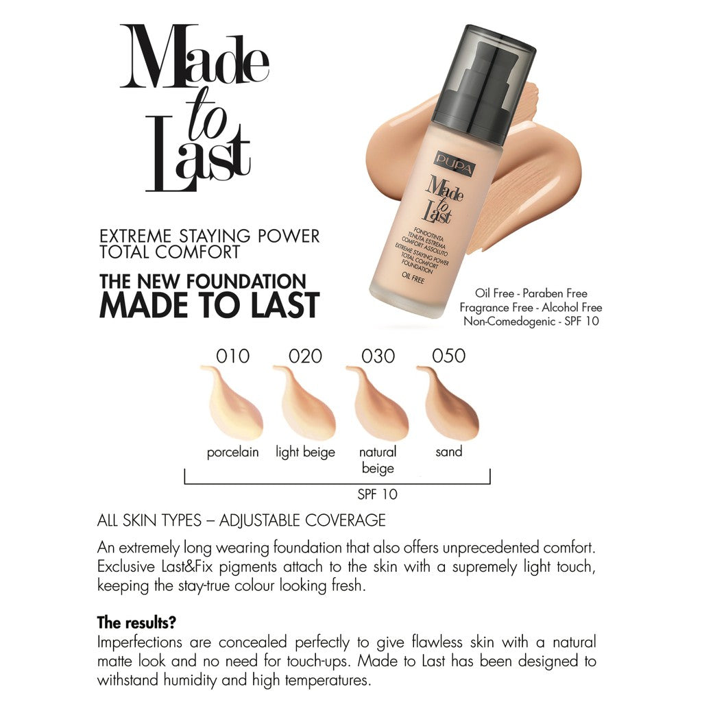 PUPA MADE TO LAST FOUNDATION - LIGHT BEIGE 020