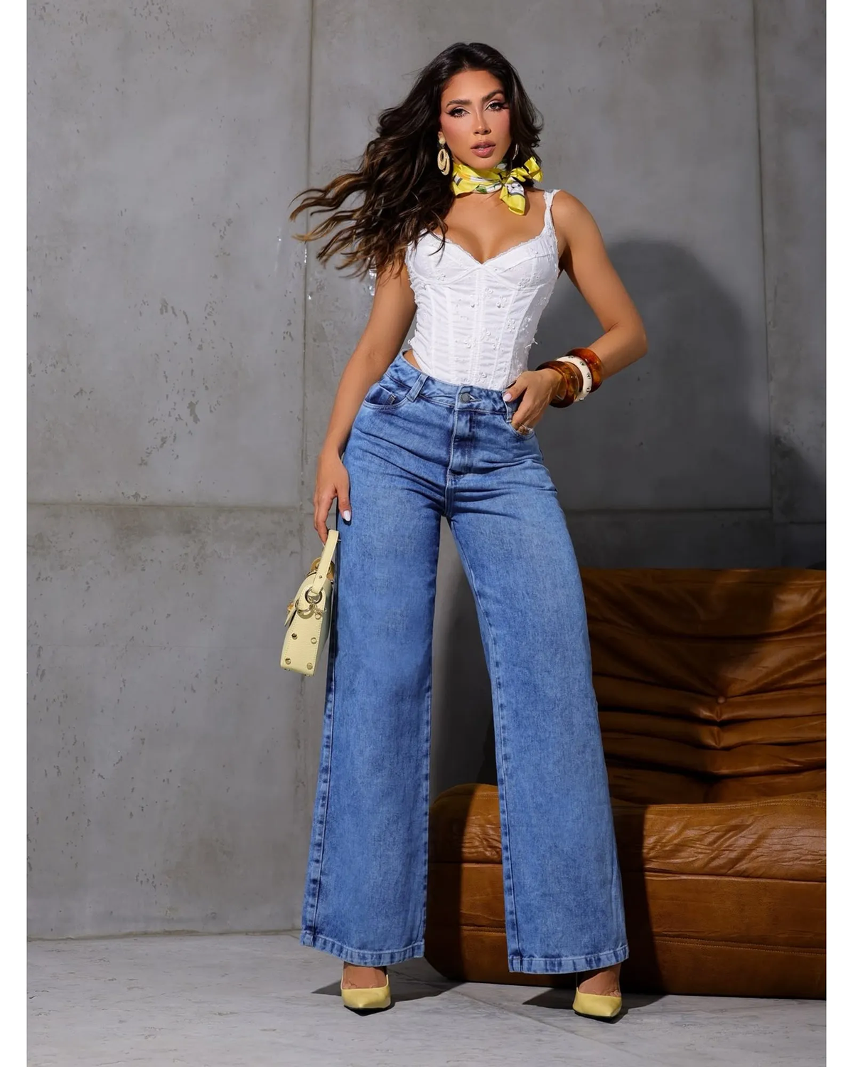 PANTALON JEANS WIDE LEG GLITTER HEART